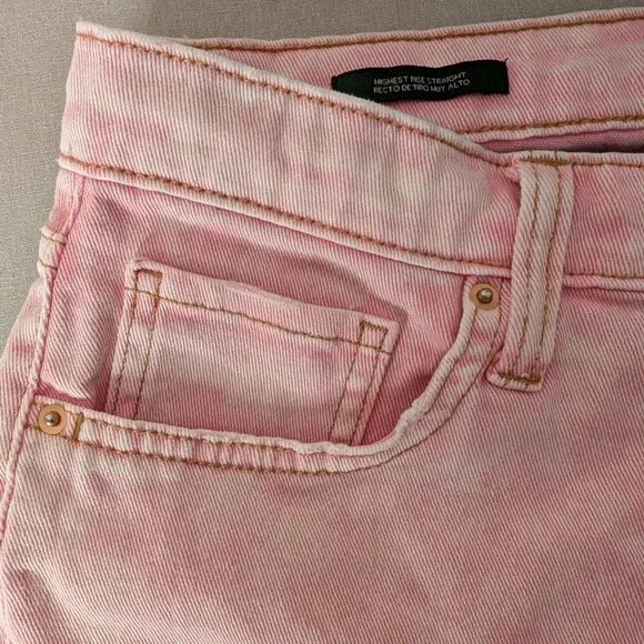 ⭐Wild Fable Women's Jeans Pants Pink Straight High Rise Cotton Blend Size 4⭐ - Picture 2 of 14